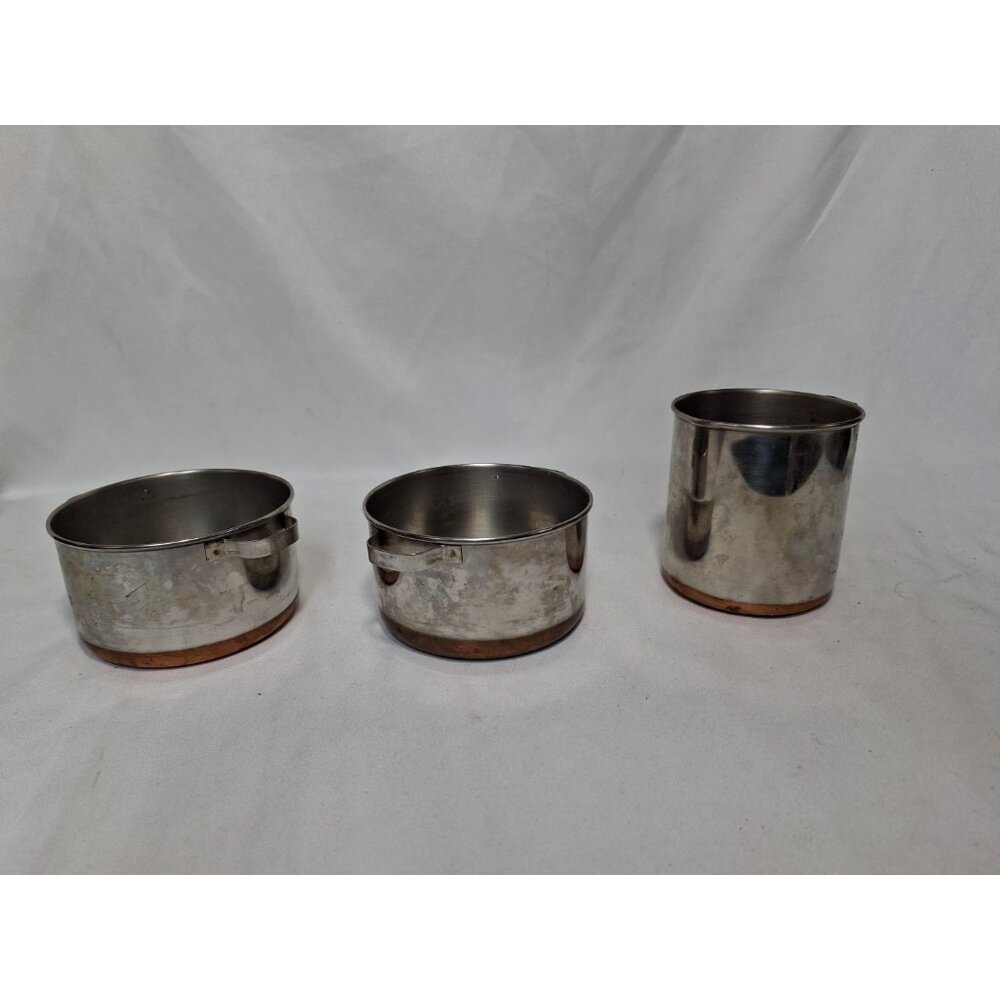 3 Vintage Child Miniature Revere Ware Pitcher &, Pot Play Toy or Kitchen Creamer